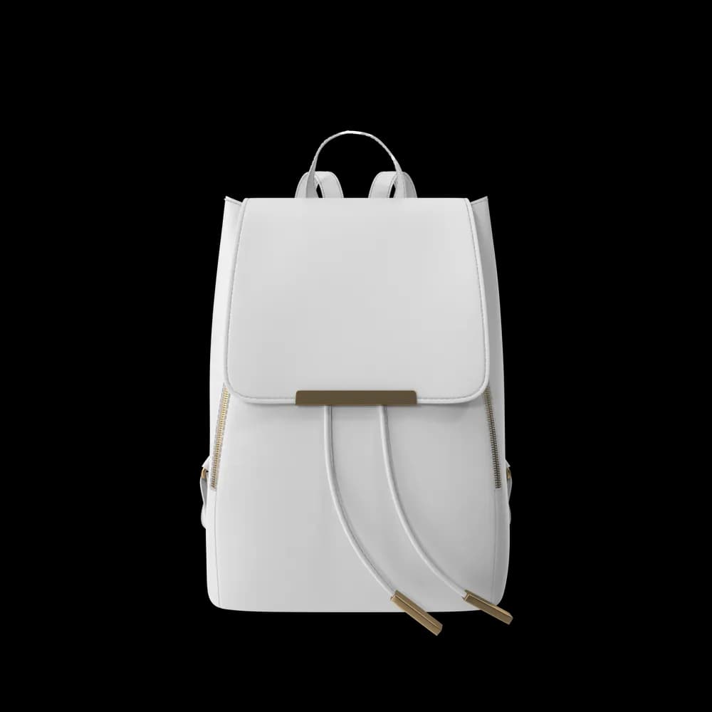 White Faux Leather Backpack - Image 1